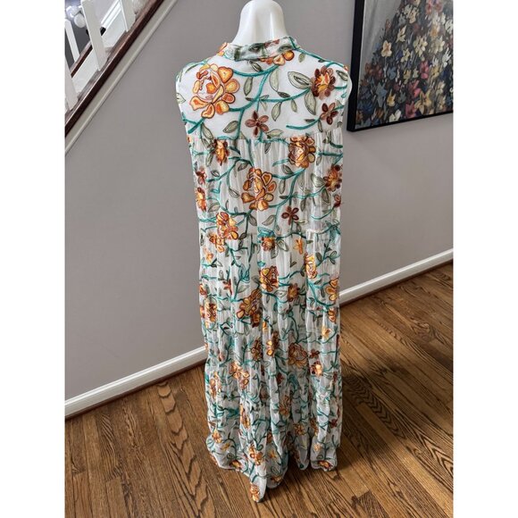 PHO Firenze Embroidered Floral Mesh Maxi Dress Size Medium - Picture 4 of 4